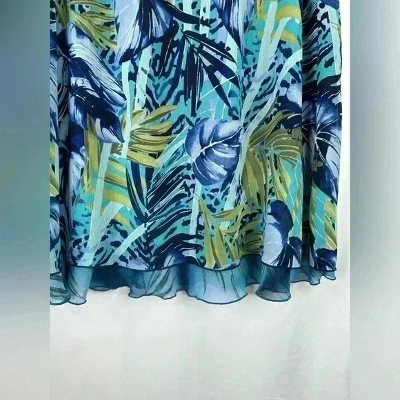 R.Q.T. Fit & Flare Tropical Print Polyester Midi Skirt Size Zip Size L - Picture 5 of 8